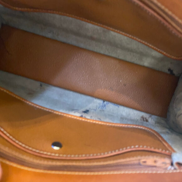 Vtg. Dooney & Bourke Pebble Leather Crossbody Bag Purse Taupe Brown Footed READ - Picture 8 of 10